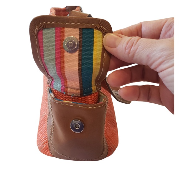 Vintage Fossil Woven Shoulder Bag Purse 75082 Orange Exterior Rainbow Interior - Picture 2 of 3